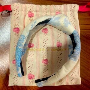 lele sadoughi x loveshackfancy knot headband blue & white floral